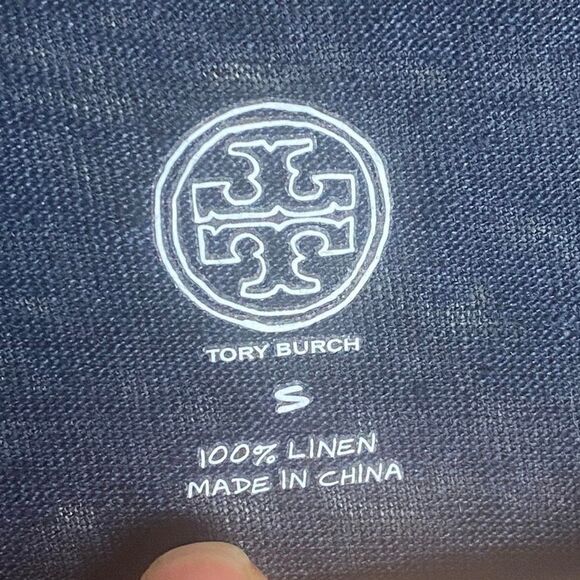 Tory Burch Women’s Linen Parrot Print Short Sleeve Top Blue Red Size Small - Picture 5 of 5